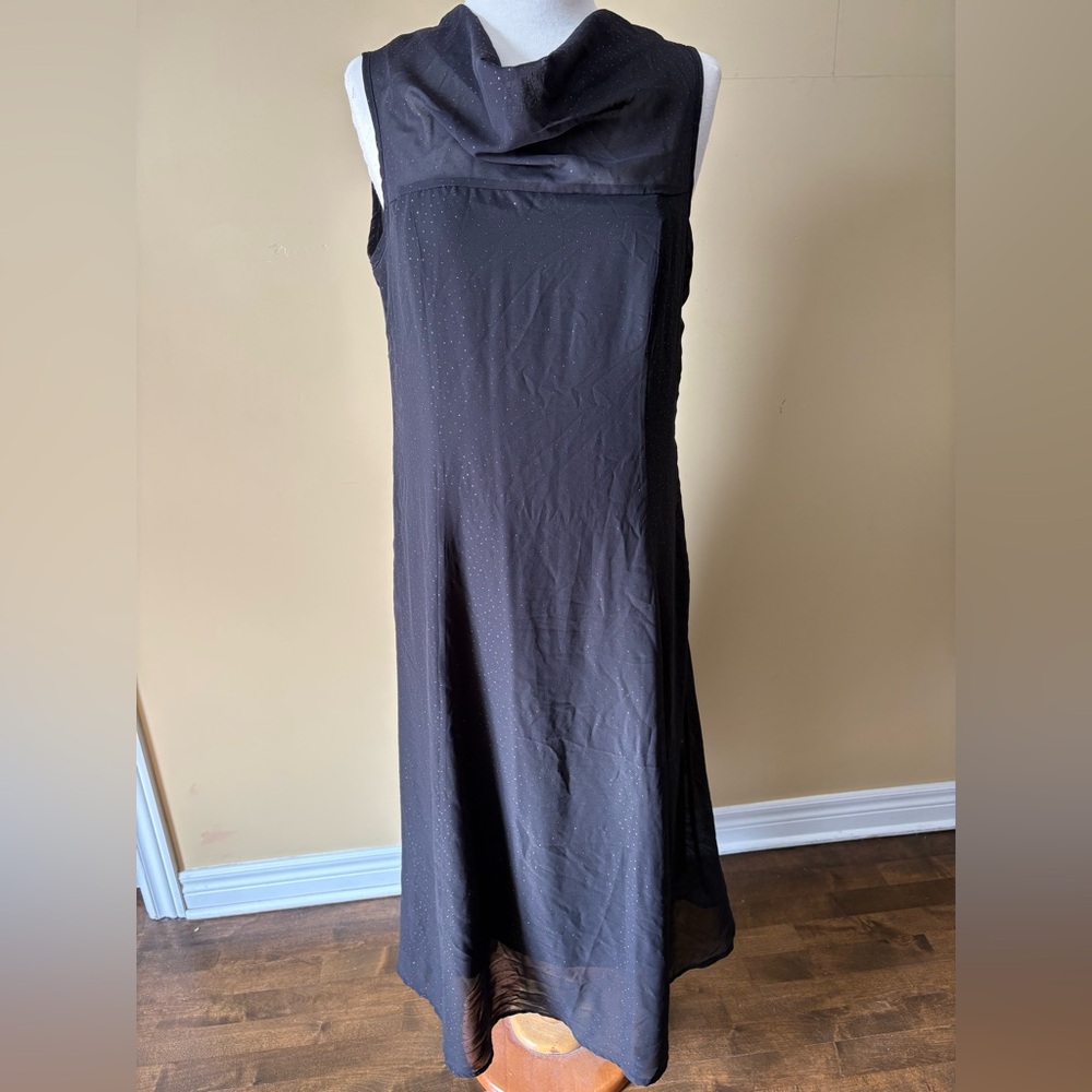 Sleeveless Black Cowl Neck Maxi Dress